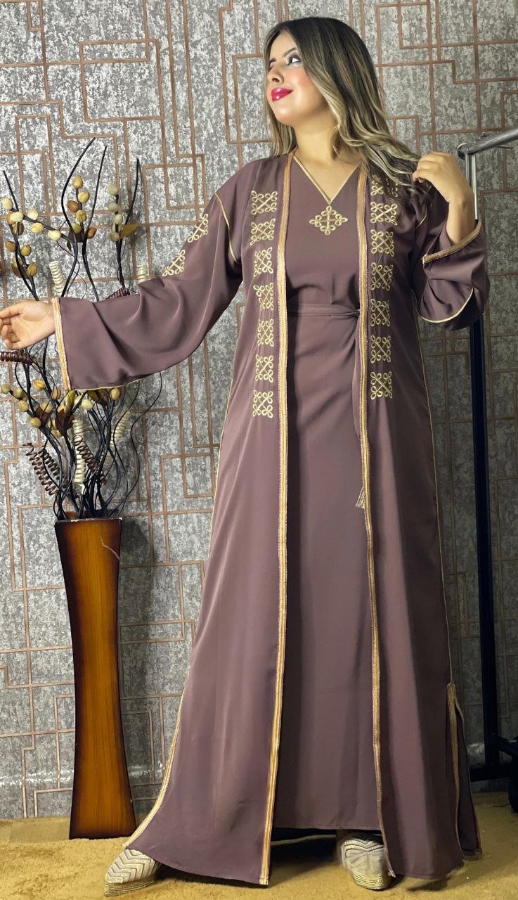 كيمونو بقطعتين مع بلغة فاسية مطروزة - TRENDIESTY