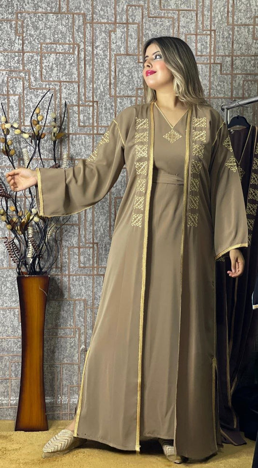 كيمونو بقطعتين مع بلغة فاسية مطروزة - TRENDIESTY