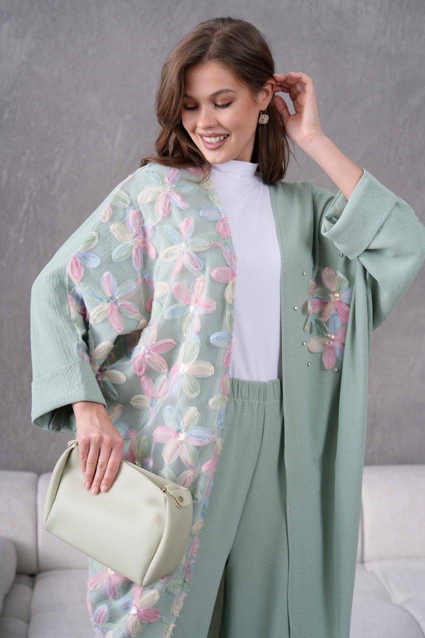 Ensemble Kimono 2 Pièces à fleurs 3D REFWTR2025