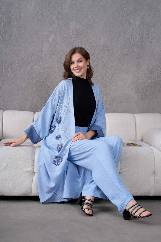 Ensemble Kimono 2 Pièces à fleurs 3D REFWTR2025