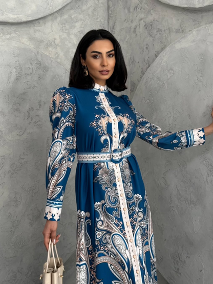 Robe longue à imprimé floral En Bleu REFSUM2025