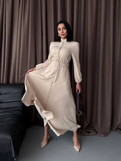 Robe longue ceinturée avec boutons REF52025