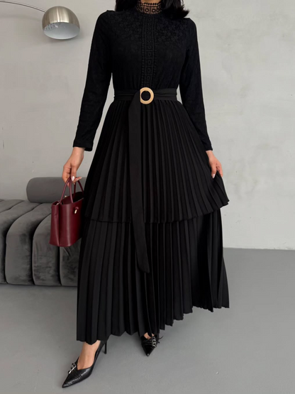 Robe Longue ceinturée et Plissée REF42025