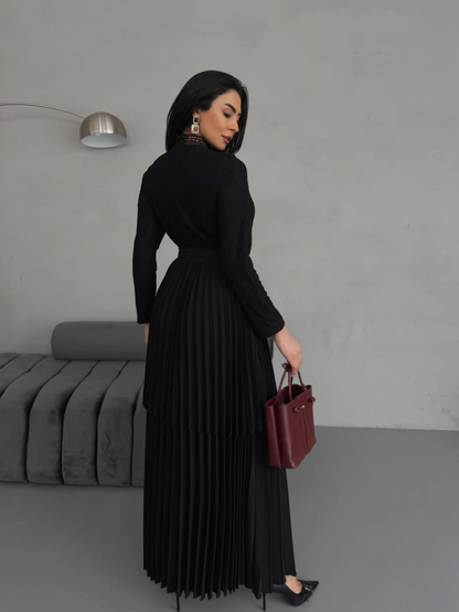 Robe Longue ceinturée et Plissée REF42025