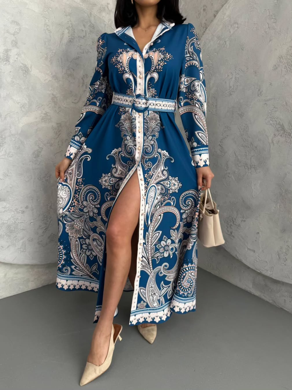 Robe longue à imprimé floral En Bleu REFSUM2025