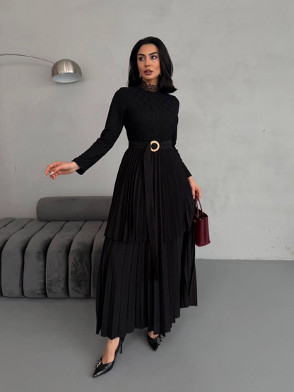 Robe Longue ceinturée et Plissée REF42025