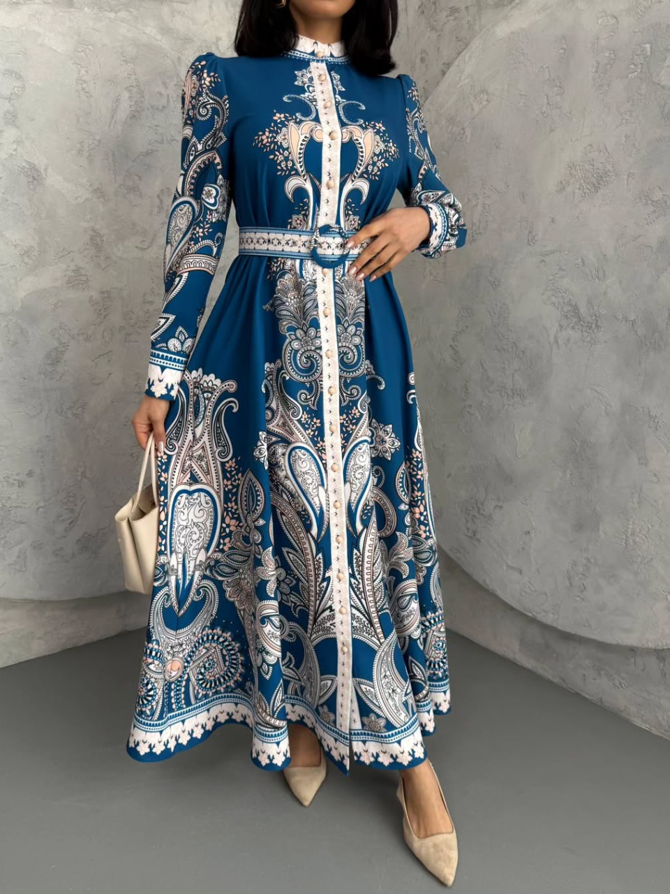 Robe longue à imprimé floral En Bleu REFSUM2025