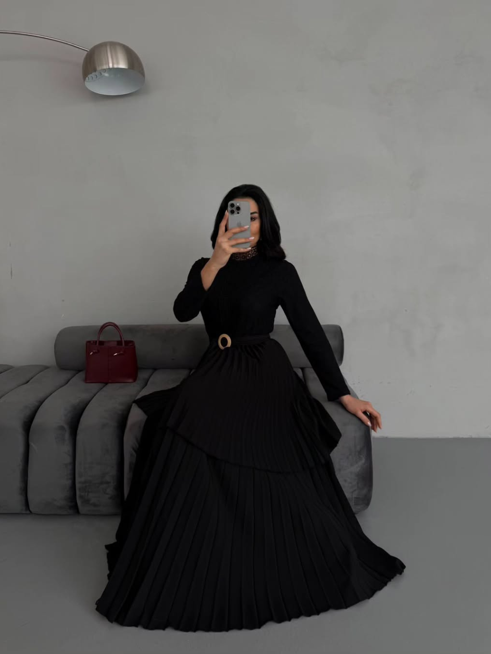 Robe Longue ceinturée et Plissée REF42025