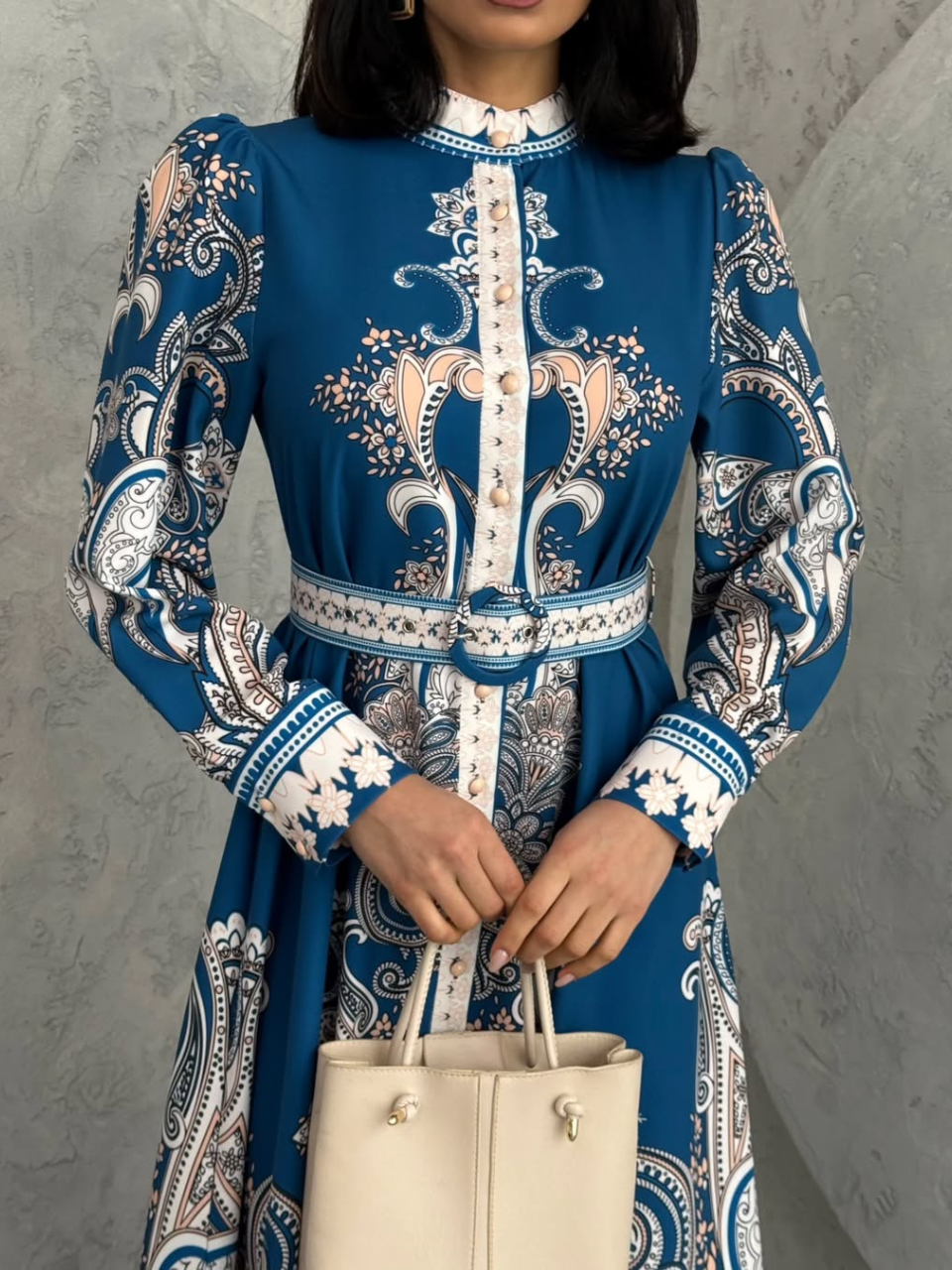 Robe longue à imprimé floral En Bleu REFSUM2025