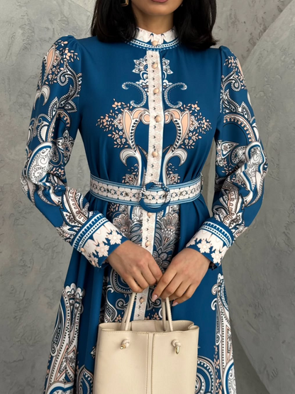 Robe longue à imprimé floral En Bleu REFSUM2025