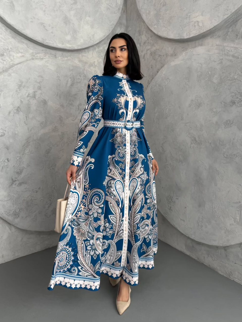 Robe longue à imprimé floral En Bleu REFSUM2025