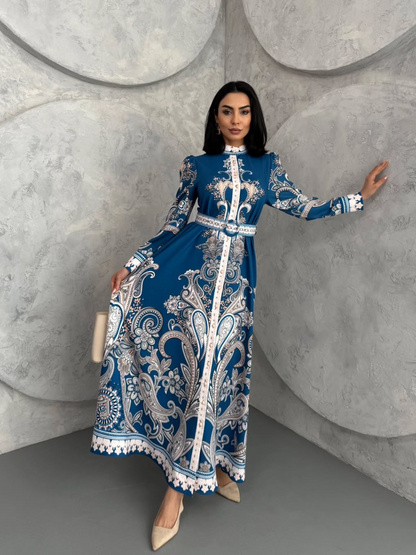 Robe longue à imprimé floral En Bleu REFSUM2025