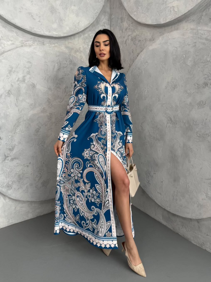 Robe longue à imprimé floral En Bleu REFSUM2025