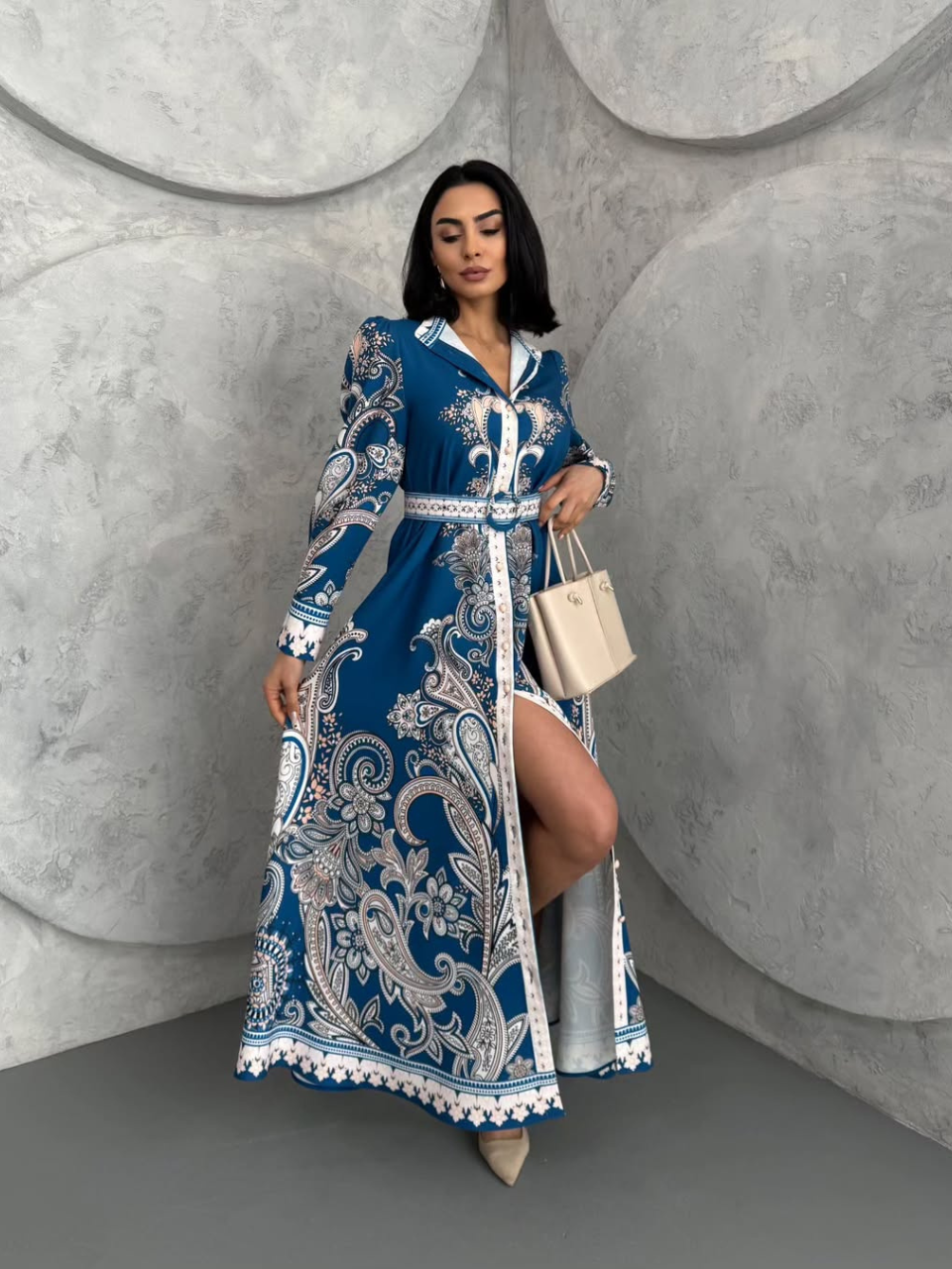 Robe longue à imprimé floral En Bleu REFSUM2025