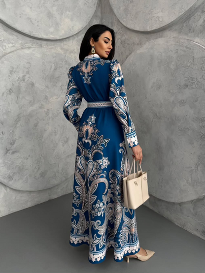 Robe longue à imprimé floral En Bleu REFSUM2025