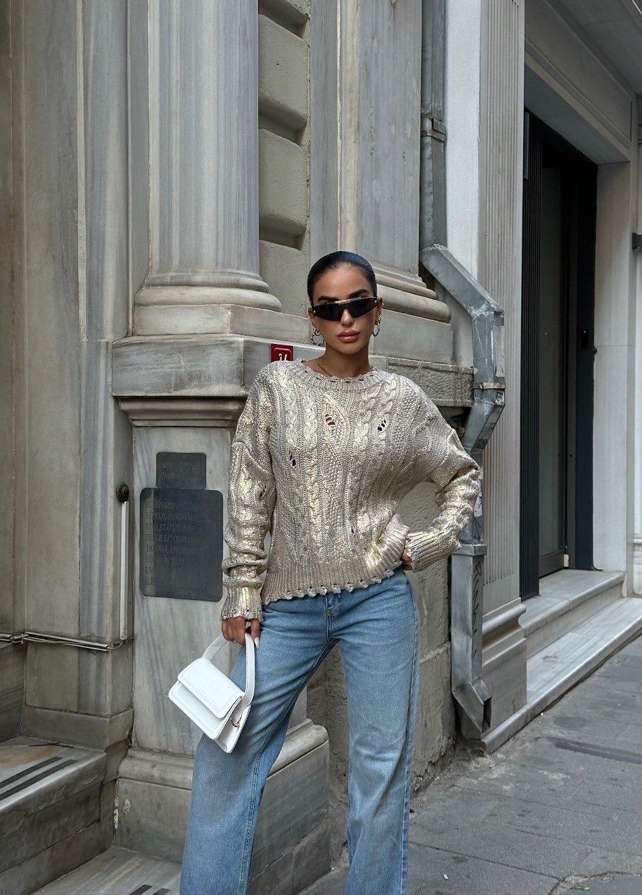 Sweater Tricot Doré Taille Standard Réf1273