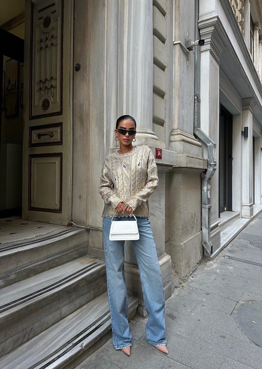 Sweater Tricot Doré Taille Standard Réf1273