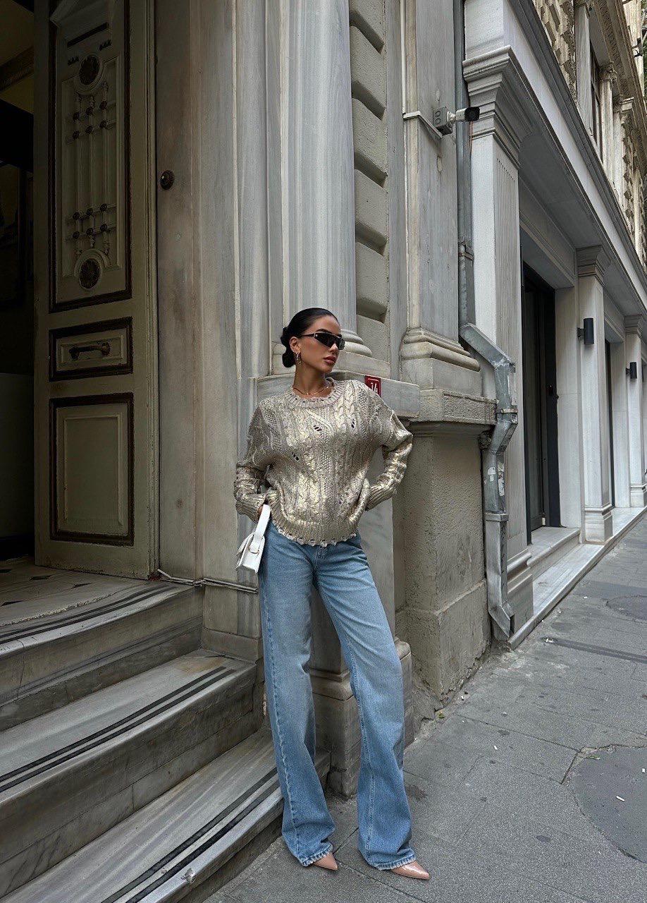 Sweater Tricot Doré Taille Standard Réf1273