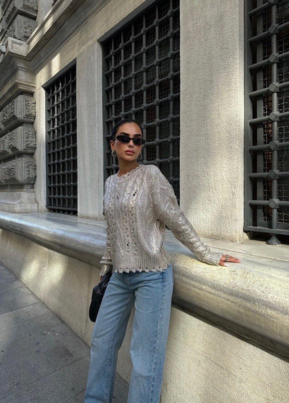 Sweater Tricot Doré Taille Standard Réf1273