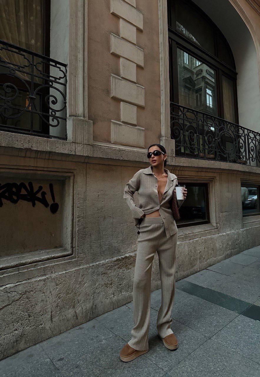 Ensemble 2 Pièces en tricots texturés Taille standard Réf9432