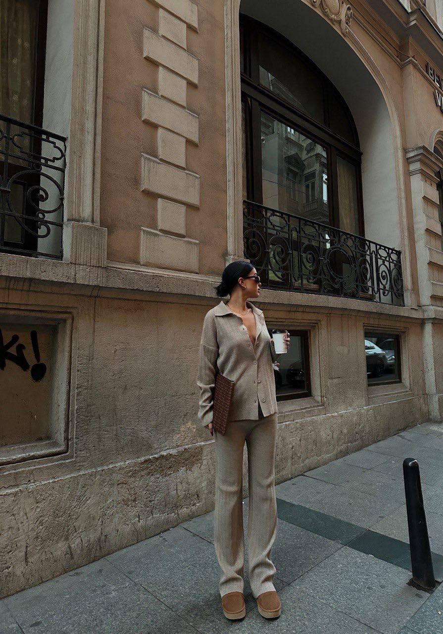 Ensemble 2 Pièces en tricots texturés Taille standard Réf9432