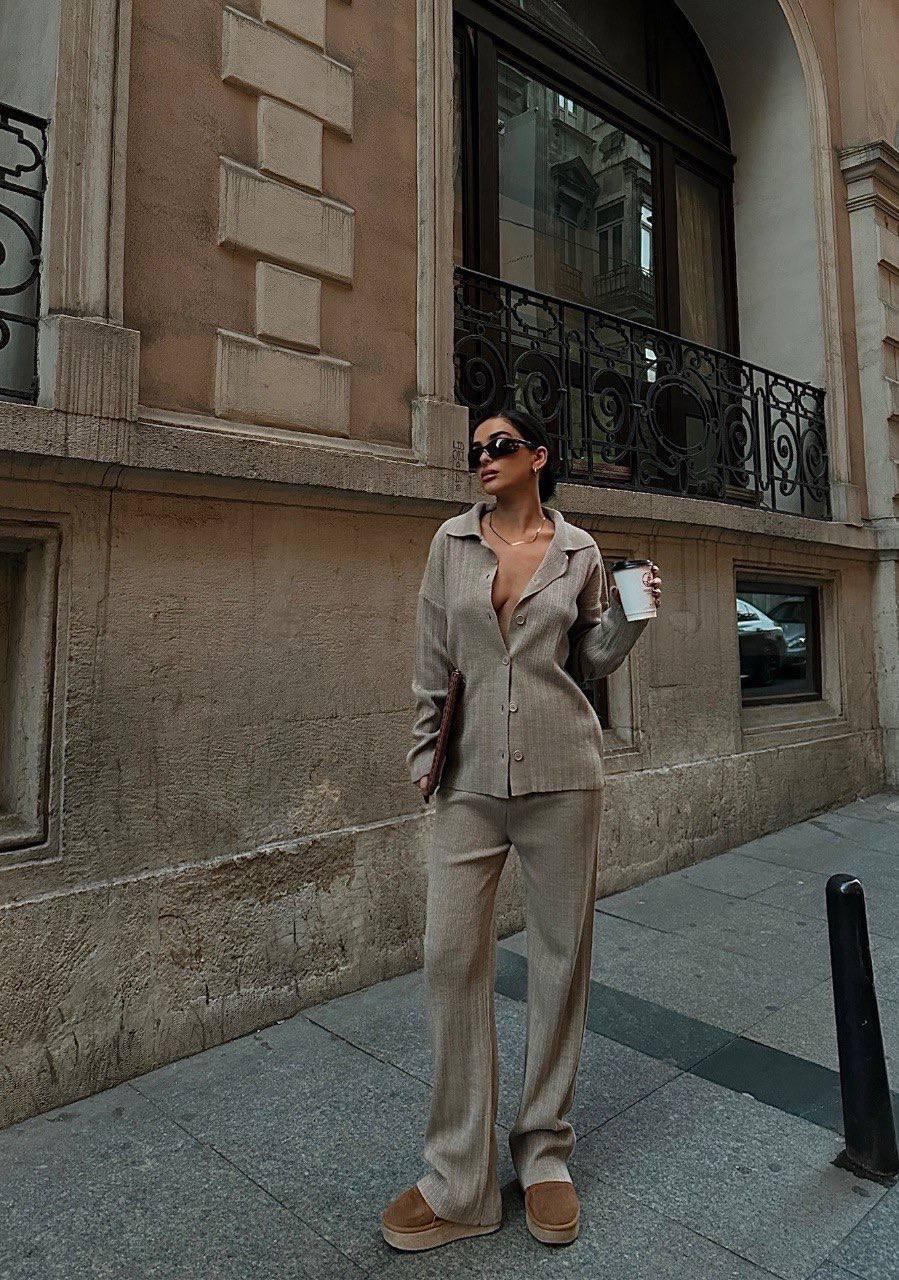 Ensemble 2 Pièces en tricots texturés Taille standard Réf9432