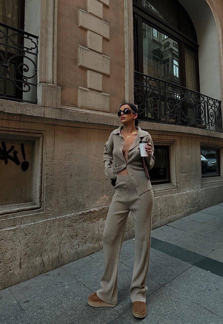 Ensemble 2 Pièces en tricots texturés Taille standard Réf9432