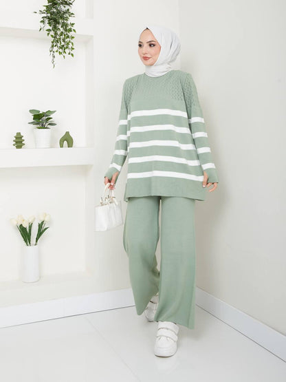 Ensemble 2 Pièces en Tricot à rayures Taille Standard Réf8EFSUN