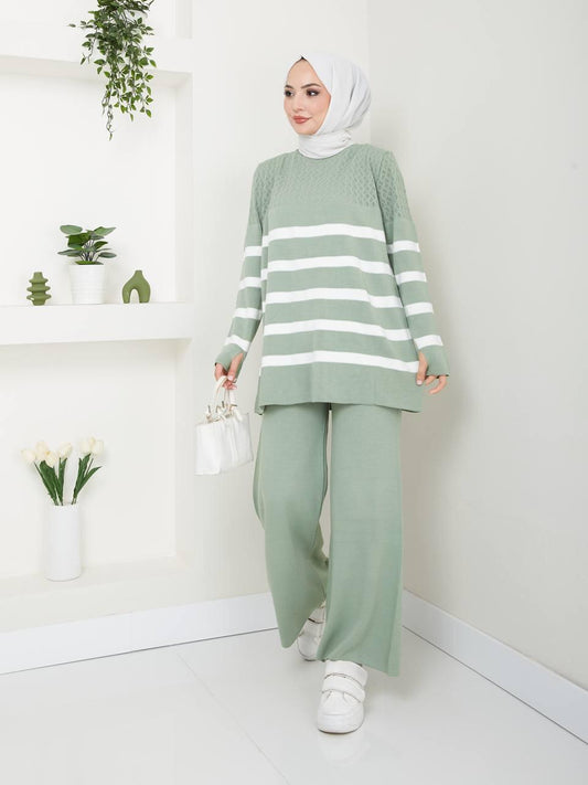 Ensemble 2 Pièces en Tricot à rayures Taille Standard Réf8EFSUN