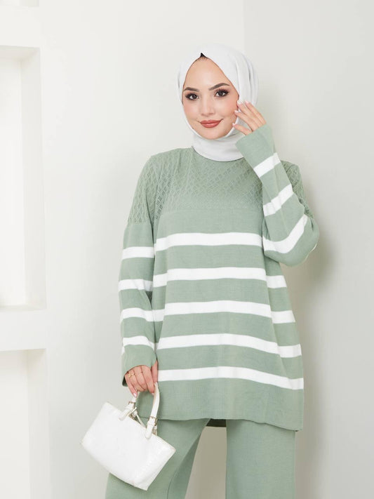 Ensemble 2 Pièces en Tricot à rayures Taille Standard Réf8EFSUN