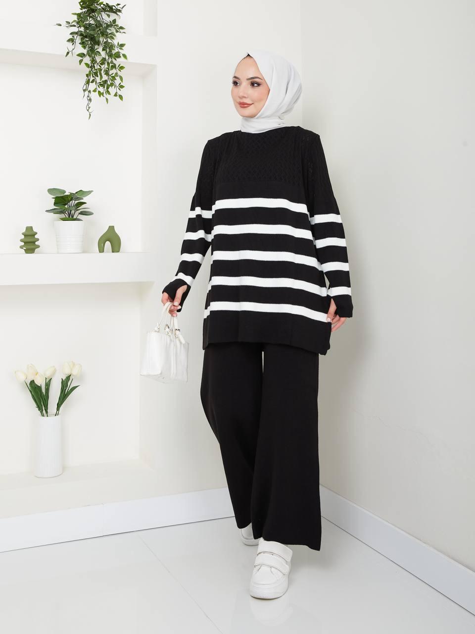 Ensemble 2 Pièces en Tricot à rayures Taille Standard Réf8EFSUN