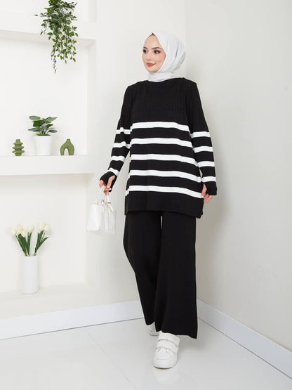 Ensemble 2 Pièces en Tricot à rayures Taille Standard Réf8EFSUN