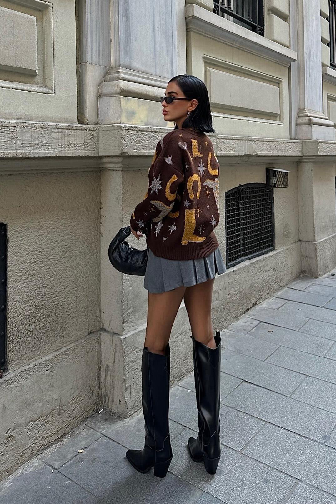 Pull régulier en Tricot à motifs Réf1260-23