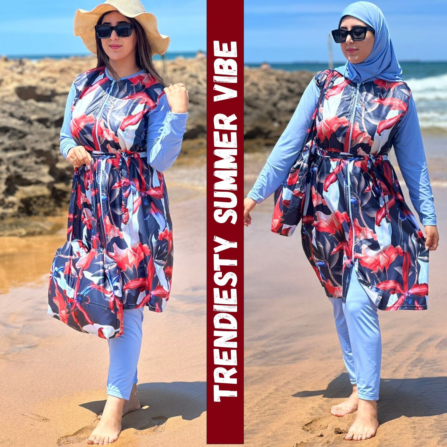 بوركيني سباحة من 4 قطع مقاوم للماء - TRENDIESTY