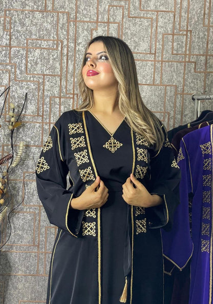 كيمونو بقطعتين مع بلغة فاسية مطروزة - TRENDIESTY