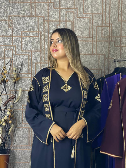 كيمونو بقطعتين مع بلغة فاسية مطروزة - TRENDIESTY