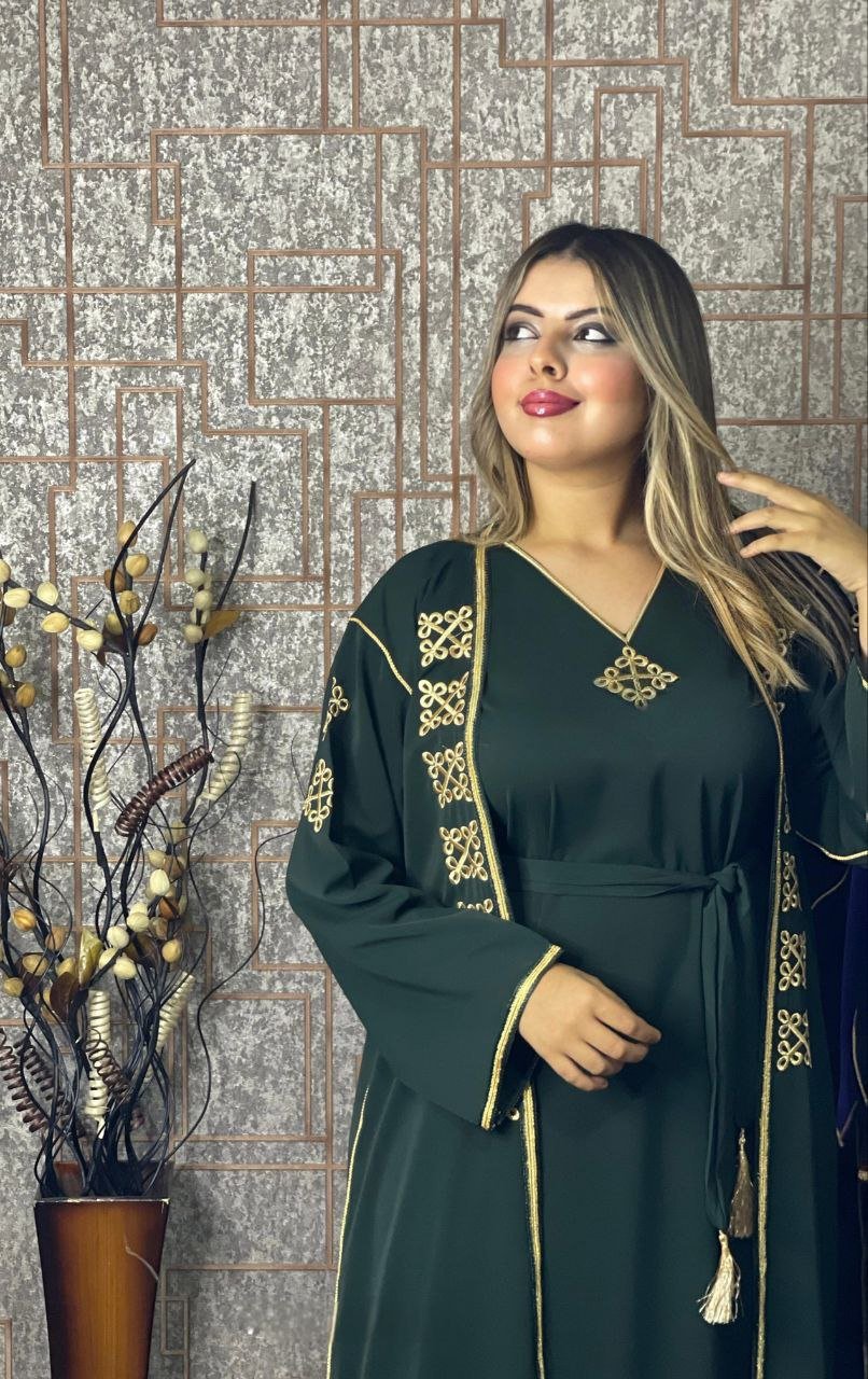 كيمونو بقطعتين مع بلغة فاسية مطروزة - TRENDIESTY