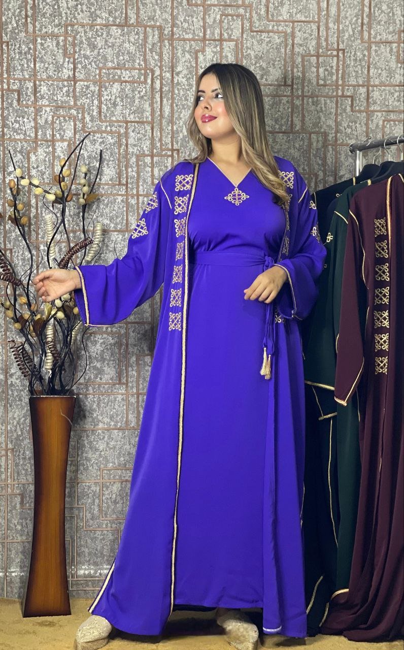 كيمونو بقطعتين مع بلغة فاسية مطروزة - TRENDIESTY