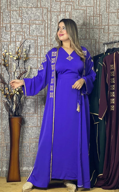 كيمونو بقطعتين مع بلغة فاسية مطروزة - TRENDIESTY