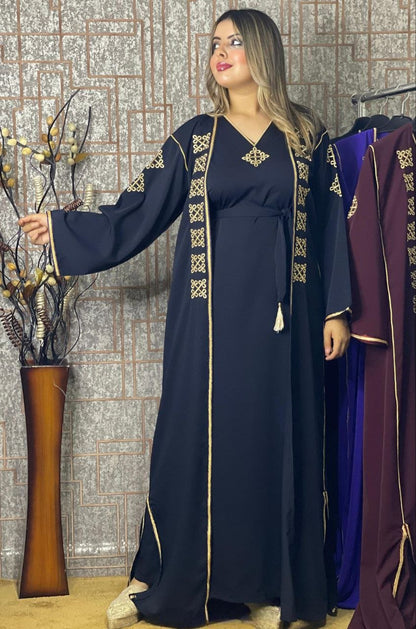 كيمونو بقطعتين مع بلغة فاسية مطروزة - TRENDIESTY