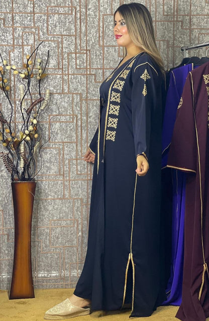 كيمونو بقطعتين مع بلغة فاسية مطروزة - TRENDIESTY