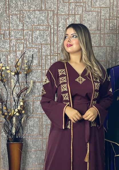 كيمونو بقطعتين مع بلغة فاسية مطروزة - TRENDIESTY