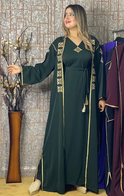 كيمونو بقطعتين مع بلغة فاسية مطروزة - TRENDIESTY