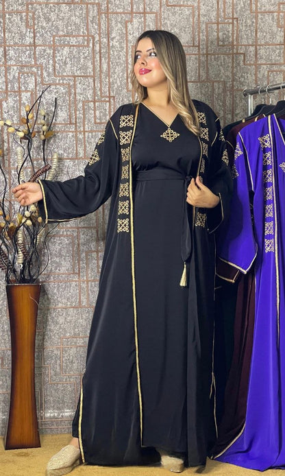 كيمونو بقطعتين مع بلغة فاسية مطروزة - TRENDIESTY