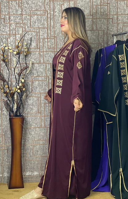 كيمونو بقطعتين مع بلغة فاسية مطروزة - TRENDIESTY