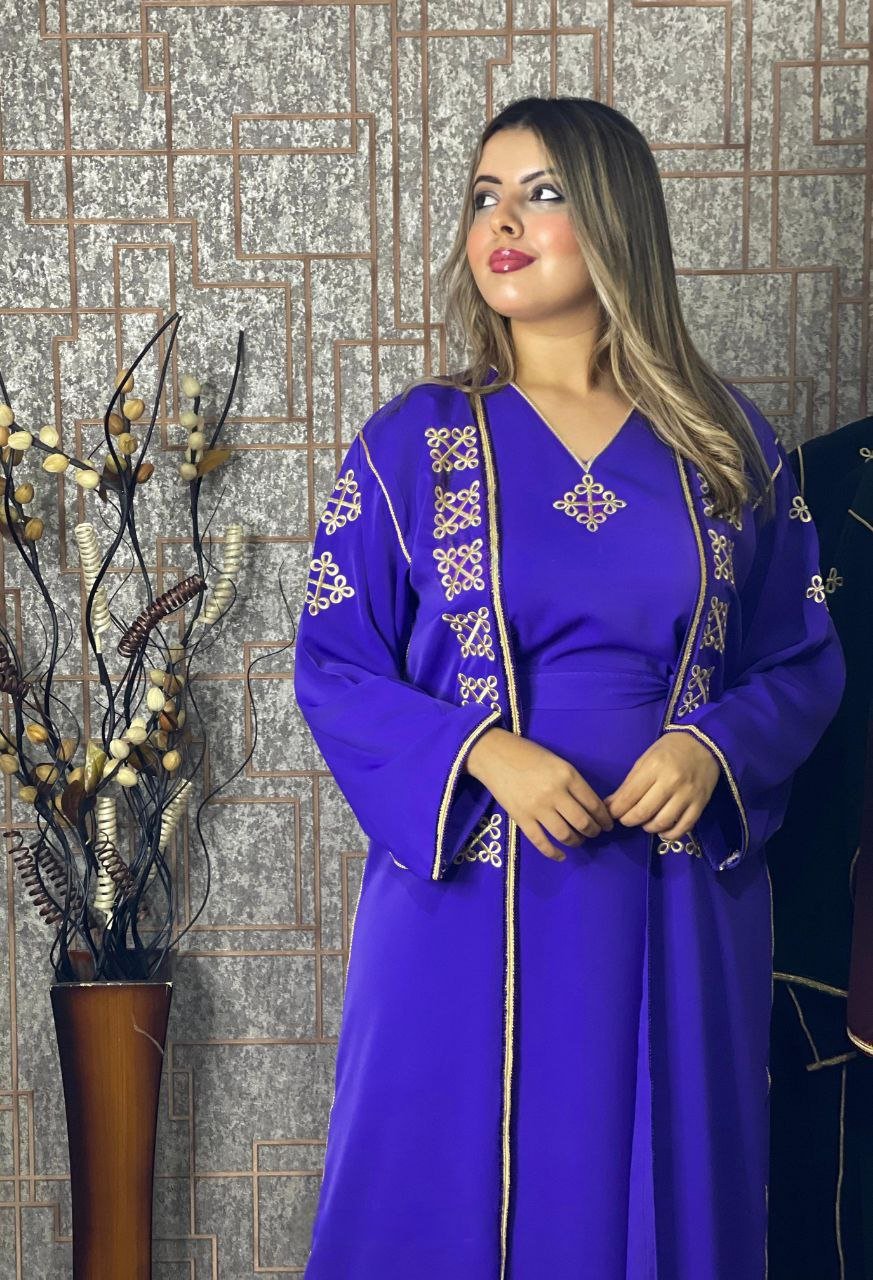 كيمونو بقطعتين مع بلغة فاسية مطروزة - TRENDIESTY