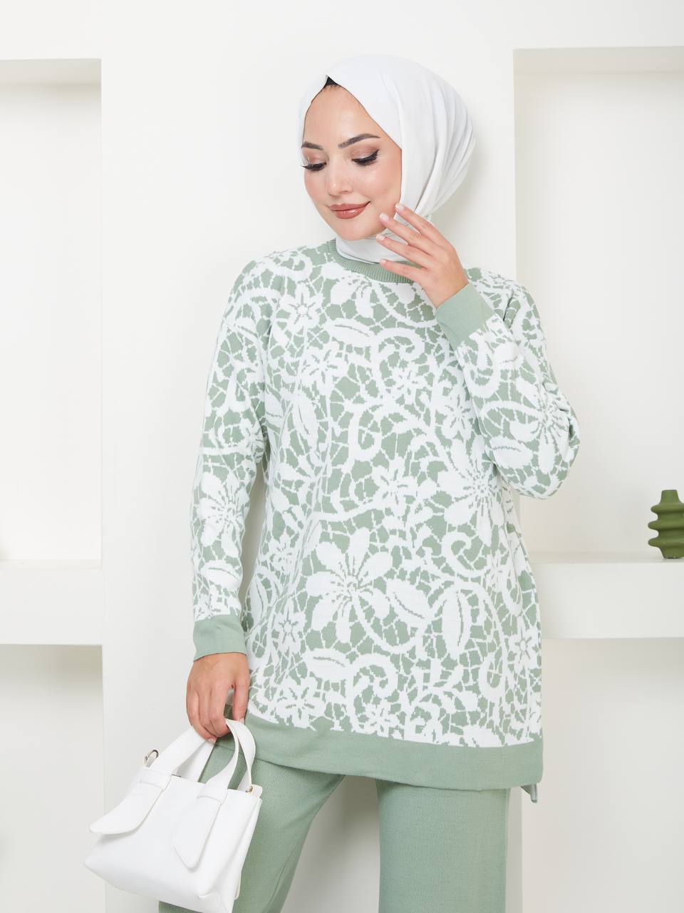 Ensemble 2 Pièces en Tricot Floral Taille Standard Réf12EFSUN