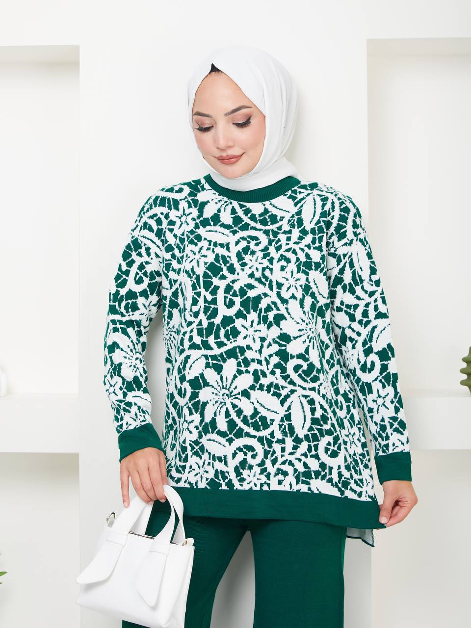 Ensemble 2 Pièces en Tricot Floral Taille Standard Réf12EFSUN