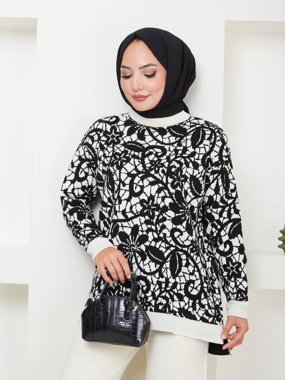 Ensemble 2 Pièces en Tricot Floral Taille Standard Réf12EFSUN