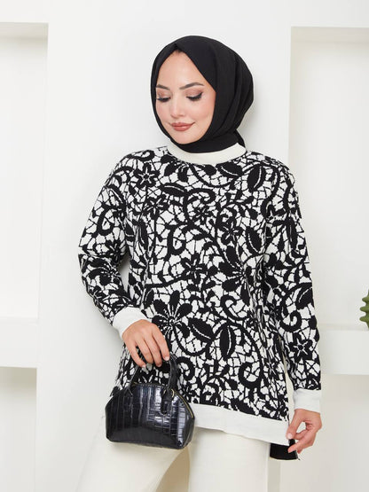 Ensemble 2 Pièces en Tricot Floral Taille Standard Réf12EFSUN